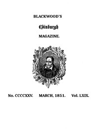Cover of Blackwood's Edinburgh Magazine, Volume 69, No. 425, March, 1851