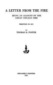 Cover of A Letter From the Fire Being an Account of the Great Chicago Fire