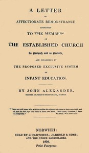 Cover of A Letter of affectionate remonstrance addressed to the members of the Established Church in Norwich