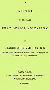 Cover of A Letter on the Late Post Office Agitation