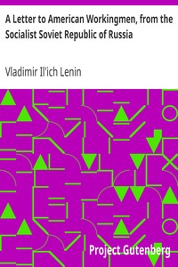 Cover of A Letter to American Workingmen, from the Socialist Soviet Republic of Russia