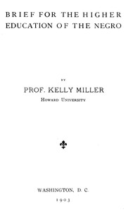 Cover of Brief for the higher education of the negro
