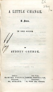 Cover of A Little Change A Farce in One Scene