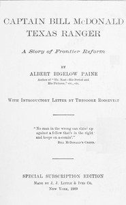 Cover of Captain Bill McDonald, Texas Ranger A Story of Frontier Reform