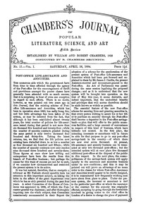 Cover of Chambers's Journal of Popular Literature, Science, and Art, Fifth Series, No. 17, Vol. I, April 26,
