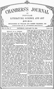Cover of Chambers's Journal of Popular Literature, Science, and Art, Fifth Series, No. 2, Vol. I, January 12,