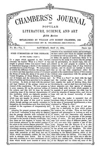 Cover of Chambers's Journal of Popular Literature, Science, and Art, Fifth Series, No. 20, Vol. I, May 17, 18