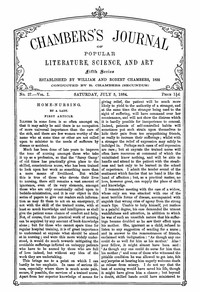 Cover of Chambers's Journal of Popular Literature, Science, and Art, Fifth Series, No. 27, Vol. I, July 5, 18