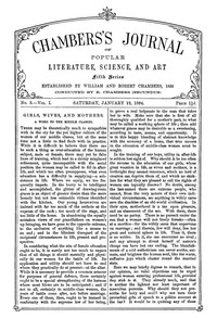 Cover of Chambers's Journal of Popular Literature, Science, and Art, Fifth Series, No. 3, Vol. I, January 19,