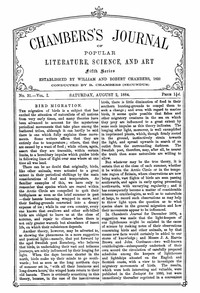 Cover of Chambers's Journal of Popular Literature, Science, and Art, Fifth Series, No. 31, Vol. I, August 2,