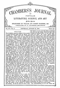 Cover of Chambers's Journal of Popular Literature, Science, and Art, Fifth Series, No. 34, Vol. I, August 23,
