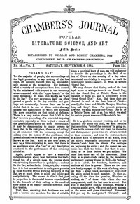 Cover of Chambers's Journal of Popular Literature, Science, and Art, Fifth Series, No. 36, Vol. I, September