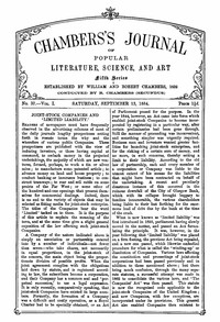 Cover of Chambers's Journal of Popular Literature, Science, and Art, Fifth Series, No. 37, Vol. I, September