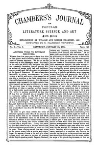 Cover of Chambers's Journal of Popular Literature, Science, and Art, Fifth Series, No. 4, Vol. I, January 26,