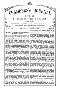 Cover of Chambers's Journal of Popular Literature, Science, and Art, Fifth Series, No. 41, Vol. I, October 11