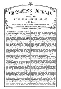 Cover of Chambers's Journal of Popular Literature, Science, and Art, Fifth Series, No. 6, Vol. I, February 9,