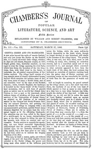 Cover of Chambers's Journal of Popular Literature, Science, and Art, fifth series, no. 117, vol. III, March 2