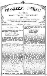 Cover of Chambers's Journal of Popular Literature, Science, and Art, fifth series, no. 123, vol. III, May 8,