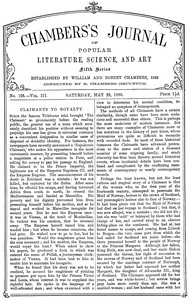 Cover of Chambers's Journal of Popular Literature, Science, and Art, fifth series, no. 126, vol. III, May 29,