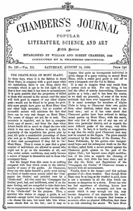 Cover of Chambers's Journal of Popular Literature, Science, and Art, fifth series, no. 137, vol. III, August