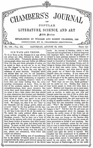 Cover of Chambers's Journal of Popular Literature, Science, and Art, fifth series, no. 139, vol. III, August