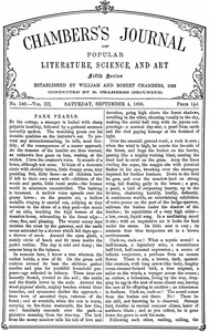 Cover of Chambers's Journal of Popular Literature, Science, and Art, fifth series, no. 140, vol. III, Septemb