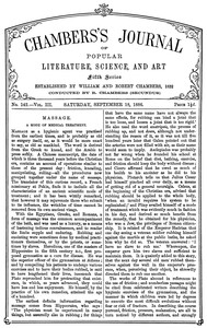 Cover of Chambers's Journal of Popular Literature, Science, and Art, fifth series, no. 142, vol. III, Septemb