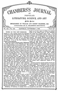 Cover of Chambers's Journal of Popular Literature, Science, and Art, fifth series, no. 149, vol. III, Novembe