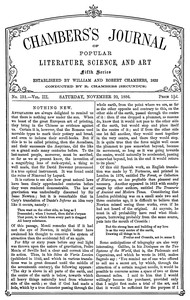 Cover of Chambers's Journal of Popular Literature, Science, and Art, fifth series, no. 151, vol. III, Novembe