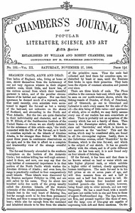 Cover of Chambers's Journal of Popular Literature, Science, and Art, fifth series, no. 152, vol. III, Novembe