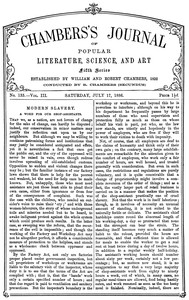 Cover of Chambers's Journal of popular literature, science, and art, fifth series, no. 133, vol. III, July 17