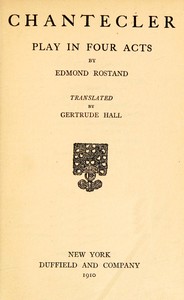 Cover of Chantecler Play in Four Acts