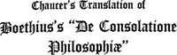 Cover of Chaucer's Translation of Boethius's De Consolatione Philosophiae