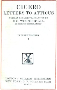 Cover of Cicero Letters to Atticus, Vol. 1 of 3