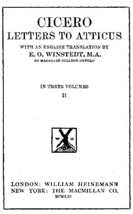 Cover of Cicero Letters to Atticus, Vol. 2 of 3