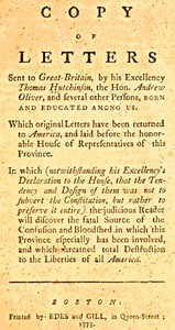 Cover of Copy of Letters Sent to Great-Britain by His Excellency Thomas Hutchinson, the Hon. Andrew Oliver, a