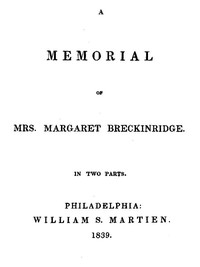 Cover of A Memorial of Mrs. Margaret Breckinridge