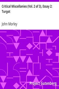 Cover of Critical Miscellanies (Vol. 2 of 3), Essay 2 Turgot