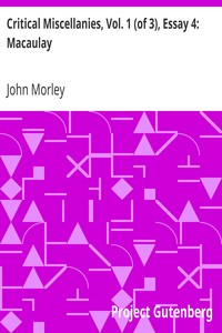Cover of Critical Miscellanies, Vol. 1 (of 3), Essay 4 Macaulay