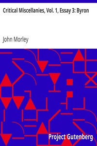Cover of Critical Miscellanies, Vol. 1, Essay 3 Byron