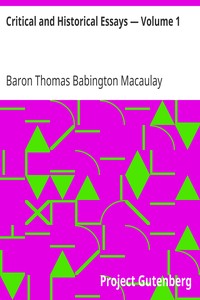 Cover of Critical and Historical Essays — Volume 1