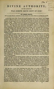 Cover of Divine Authority; Or, the Question Was Joseph Smith Sent of God