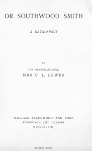 Cover of Dr. Southwood Smith A Retrospect