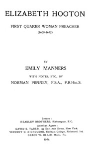 Cover of Elizabeth Hooton