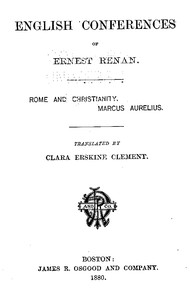 Cover of English Conferences of Ernest Renan Rome and Christianity. Marcus Aurelius